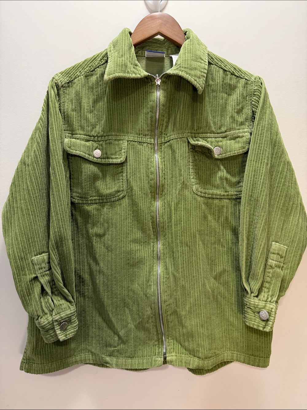 725 Originals Women’s Olive Green Corduroy Zip Shirt Jacket Size Small
